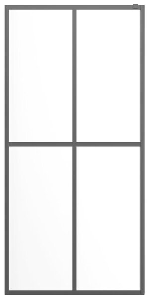 Zástěna do průchozí sprchy s policí černá 90x195 cm ESG/hliník 3185456