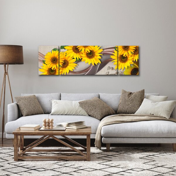 Obraz - Zářící květy slunečnic (170x50 cm)