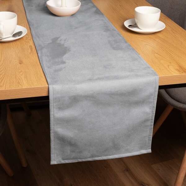 Biante Běhoun na stůl/imitace broušené kůže Alcantara ALC-020 Světlý béžovošedý 20x120 cm