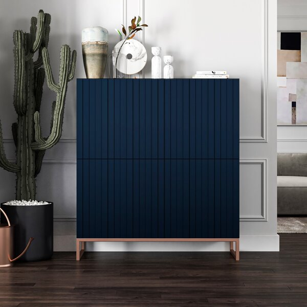 Komoda RTV Glamour 4D TV skíka Moderní Nábytek Lindner 112cm x 36,5cm x 126 cm Barva: Námonická mod Rám: mdná barva - kov