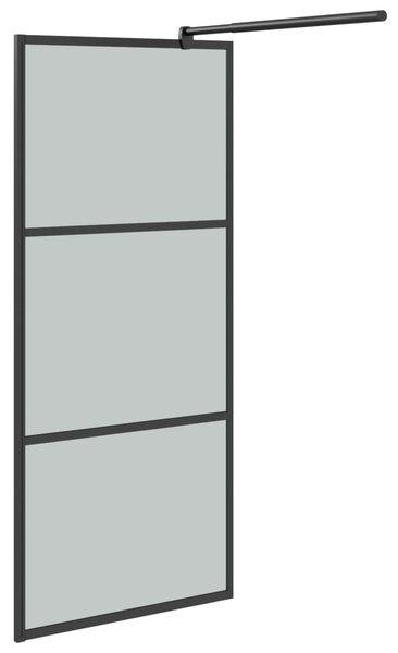 Zástěna do průchozí sprchy s policí černá 80x195 cm ESG/hliník 3185454