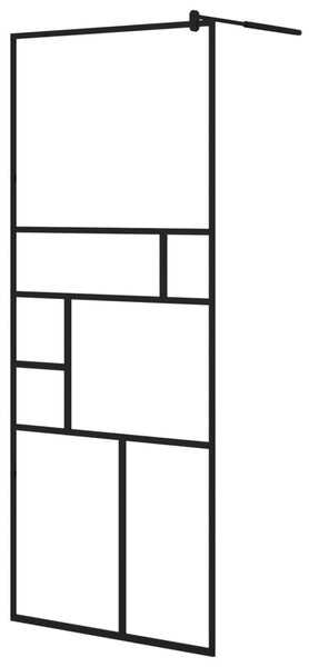 Zástěna do průchozí sprchy s policí černá 80x195 cm ESG/hliník 3185449