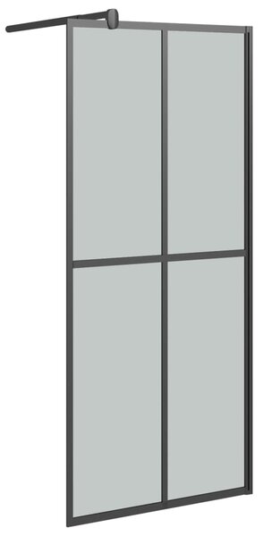 Zástěna do průchozí sprchy s policí černá 80x195 cm ESG/hliník 3185453