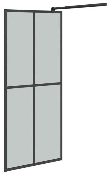 Zástěna do průchozí sprchy s policí černá 80x195 cm ESG/hliník 3185453