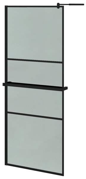 Zástěna do průchozí sprchy s policí černá 80x195 cm ESG/hliník 3185454