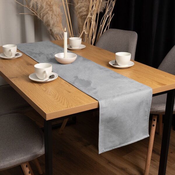 Biante Běhoun na stůl/imitace broušené kůže Alcantara ALC-020 Světlý béžovošedý 20x120 cm