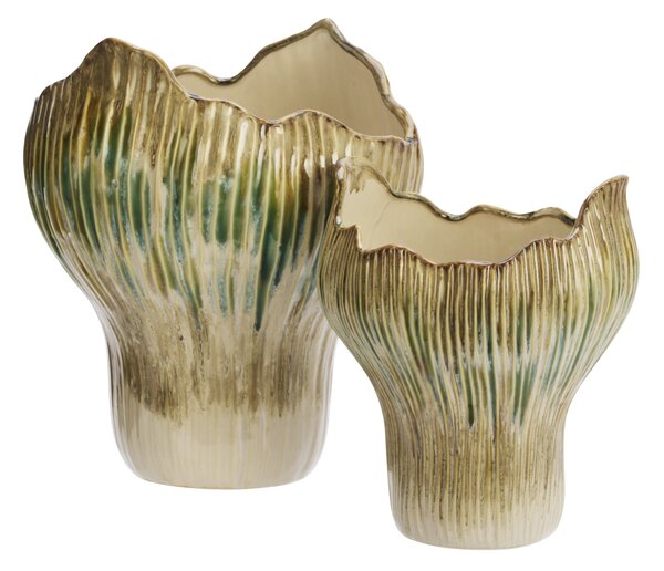 Kameninová váza Beige / Green / Mustard 29 cm
