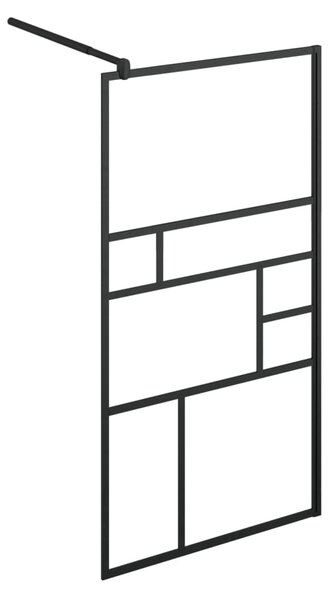 Zástěna do průchozí sprchy s policí černá 90x195 cm ESG/hliník 3185461