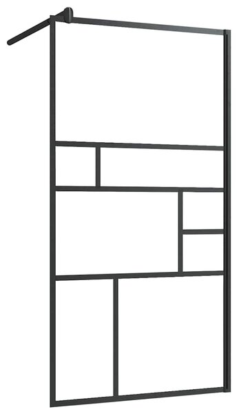 Zástěna do průchozí sprchy s policí černá 90x195 cm ESG/hliník 3185461
