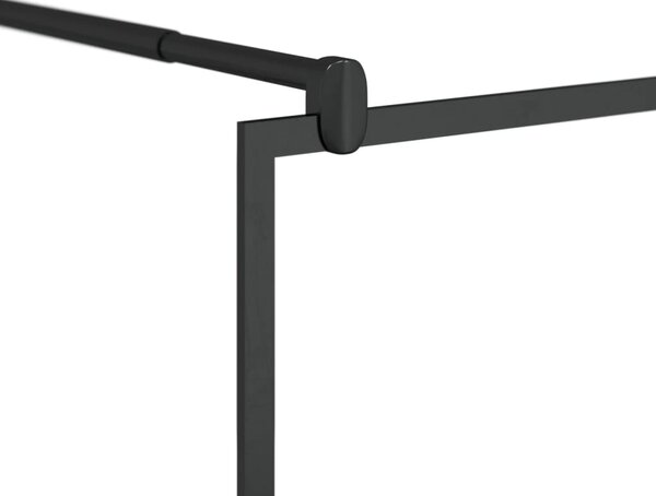 Zástěna do průchozí sprchy s policí černá 90x195 cm ESG/hliník 3185461