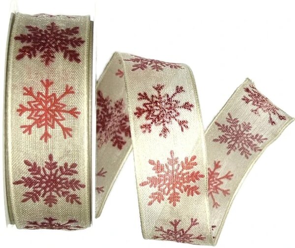 Stuha vánoční SNOWPEARL GREY šedá 25mm x 2m (13,-Kč/m)