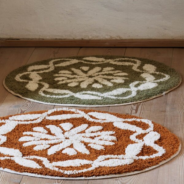 Koupelnová předložka Round Khaki / Off white Ø 60 cm