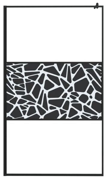 Zástěna do průchozí sprchy s policí černá 115x195 cm ESG/hliník 3185484