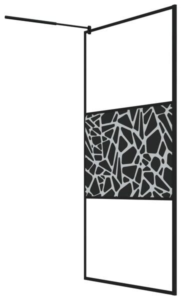 Zástěna do průchozí sprchy s policí černá 115x195 cm ESG/hliník 3185484