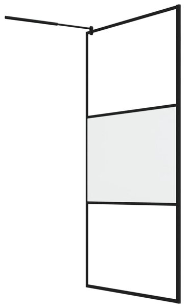 Zástěna do průchozí sprchy s policí černá 115x195 cm ESG/hliník 3185483