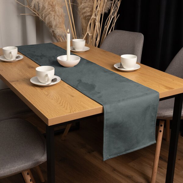 Biante Běhoun na stůl/imitace broušené kůže Alcantara ALC-019 Antracitově šedý 20x120 cm