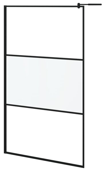 Zástěna do průchozí sprchy s policí černá 115x195 cm ESG/hliník 3185483