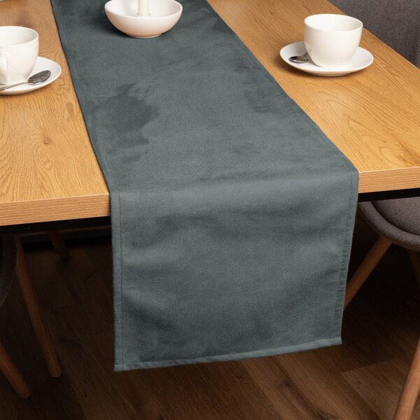 Biante Běhoun na stůl/imitace broušené kůže Alcantara ALC-019 Antracitově šedý 20x120 cm