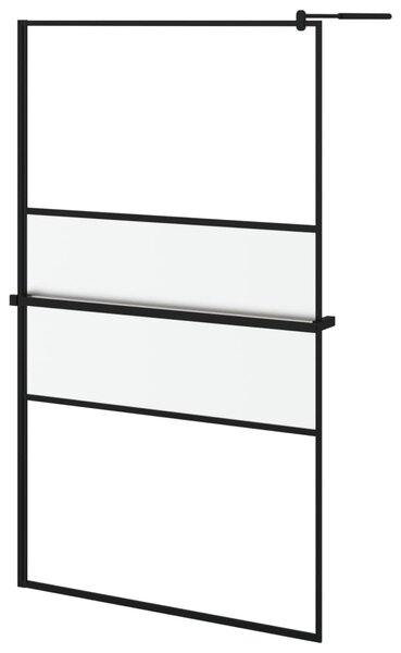 Zástěna do průchozí sprchy s policí černá 115x195 cm ESG/hliník 3185483