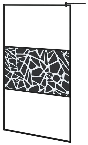 Zástěna do průchozí sprchy s policí černá 115x195 cm ESG/hliník 3185484
