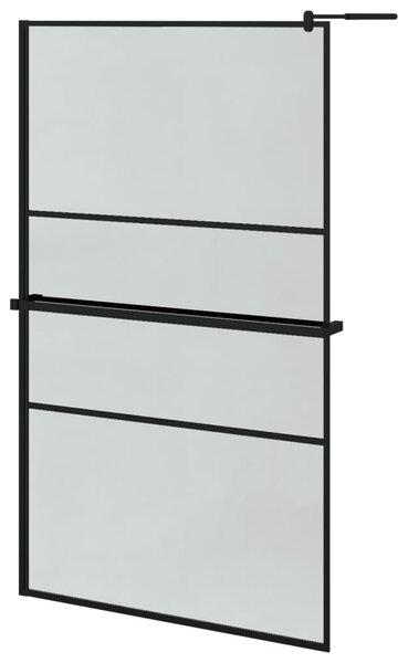 Zástěna do průchozí sprchy s policí černá 115x195 cm ESG/hliník 3185485