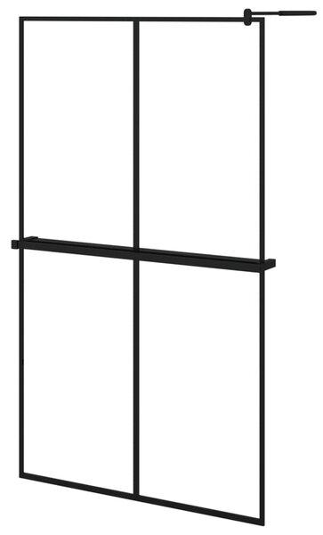 Zástěna do průchozí sprchy s policí černá 118x190 cm ESG/hliník 3185487