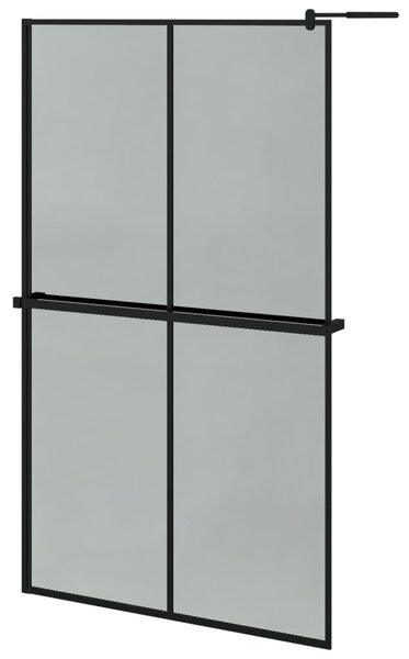 Zástěna do průchozí sprchy s policí černá 118x190 cm ESG/hliník 3185490