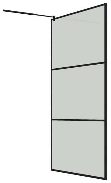 Zástěna do průchozí sprchy s policí černá 115x195 cm ESG/hliník 3185485