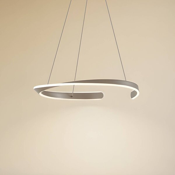 Lucande LED závěsné světlo Eloura, stříbrné, Ø58cm, kov,, Hliník / šedá / zinek, Obývací pokoj / jídelna, kov, Moderní