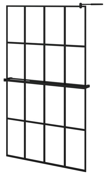 Zástěna do průchozí sprchy s policí černá 118x190 cm ESG/hliník 3185486