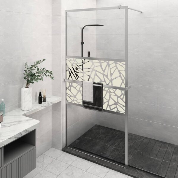 Zástěna do průchozí sprchy s policí chrom 115x195 cm ESG/hliník 3185506
