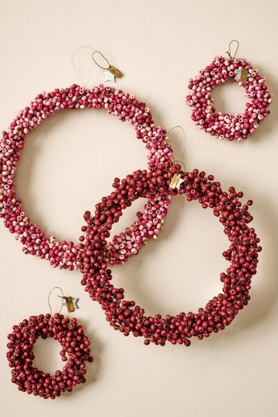 Korálkový věneček Wooden Beads Red Ø 22 cm