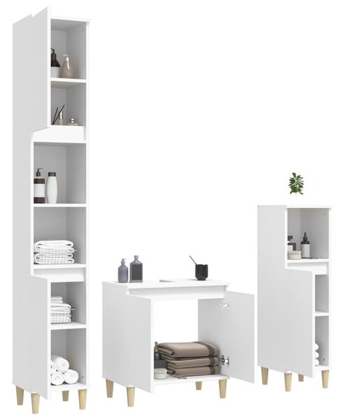 3dílný set koupelnového nábytku bílý kompozitní dřevo 3185581