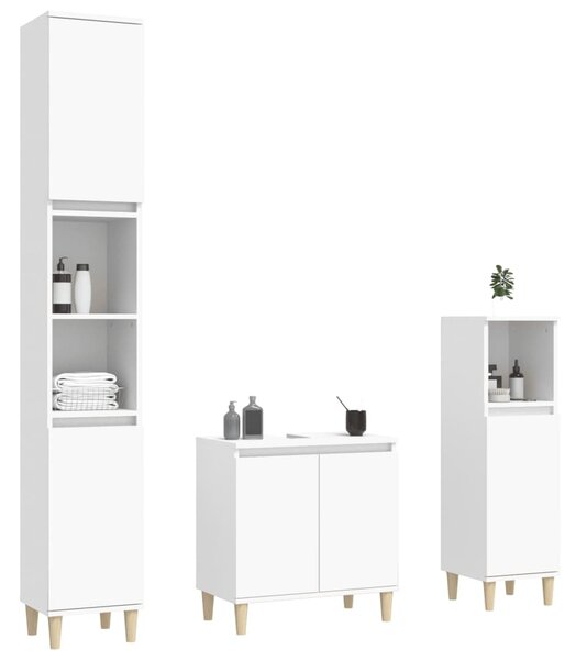 3dílný set koupelnového nábytku bílý kompozitní dřevo 3185581