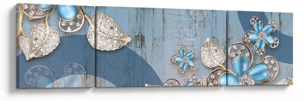Obraz - Modré květy (170x50 cm)