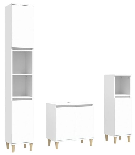 3dílný set koupelnového nábytku bílý kompozitní dřevo 3185581