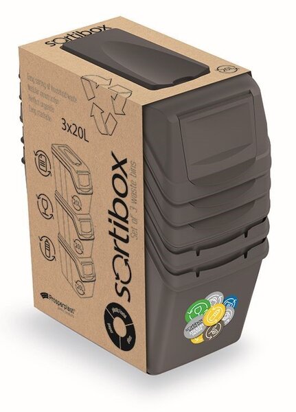 Prosperplast Sada košů na třídění odpadu HADAR II 3x20L šedý kámen