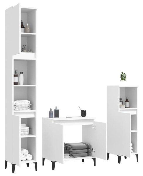 3dílný set koupelnového nábytku bílý kompozitní dřevo 3185589