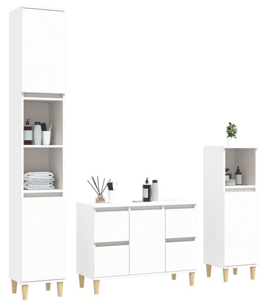 3dílný set koupelnového nábytku bílý kompozitní dřevo 3185597