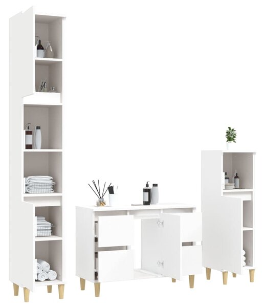 3dílný set koupelnového nábytku bílý kompozitní dřevo 3185597