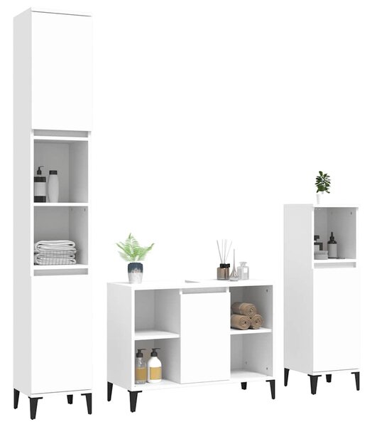 3dílný set koupelnového nábytku bílý kompozitní dřevo 3185621