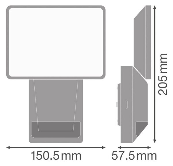 OSRAM LED senzorové venkovní bodové osvětlení ENDURA PRO FLOOD, šedý, 15 W, Hliník / šedá / zinek, Plast