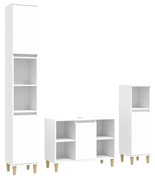 3dílný set koupelnového nábytku bílý kompozitní dřevo 3185613