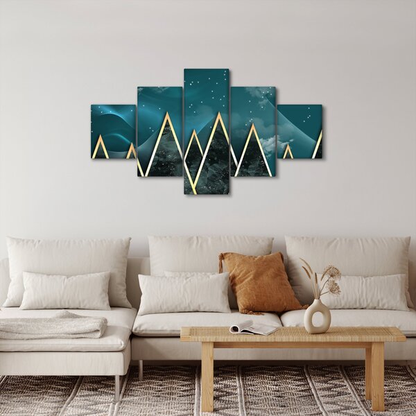 Obraz - Úplněk nad zlatými horami (125x70 cm)