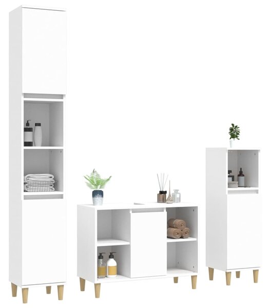 3dílný set koupelnového nábytku bílý kompozitní dřevo 3185613