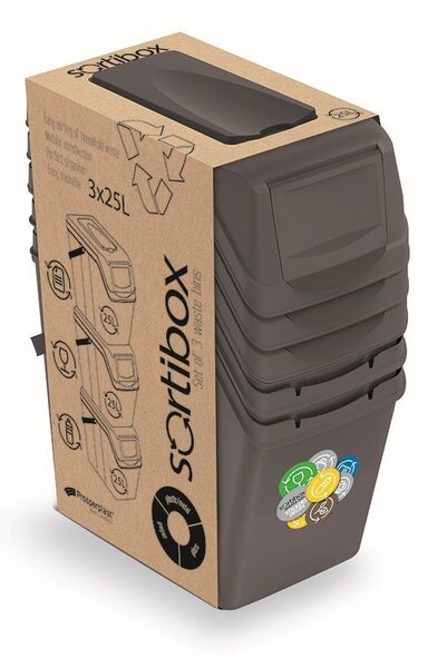 Prosperplast Sada 3 odpadkových košů COMPO II 3x25L šedý kámen