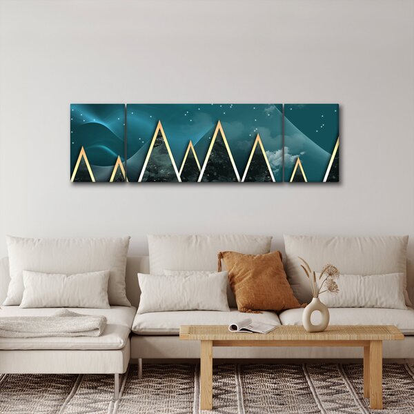 Obraz - Úplněk nad zlatými horami (170x50 cm)