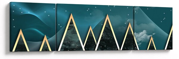 Obraz - Úplněk nad zlatými horami (170x50 cm)