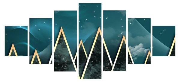 Obraz - Úplněk nad zlatými horami (210x100 cm)