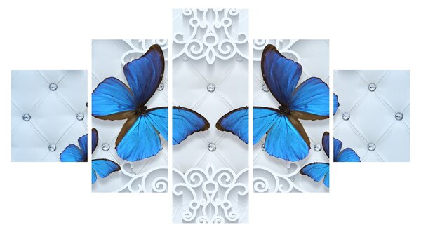 Obraz - Modří motýli (125x70 cm)